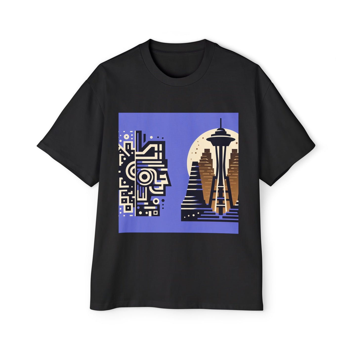 Purple Seattle Aztec Men's Heavy Oversized Tee