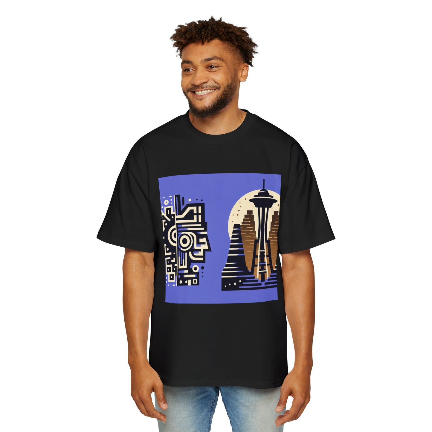 Purple Seattle Aztec Men's Heavy Oversized Tee