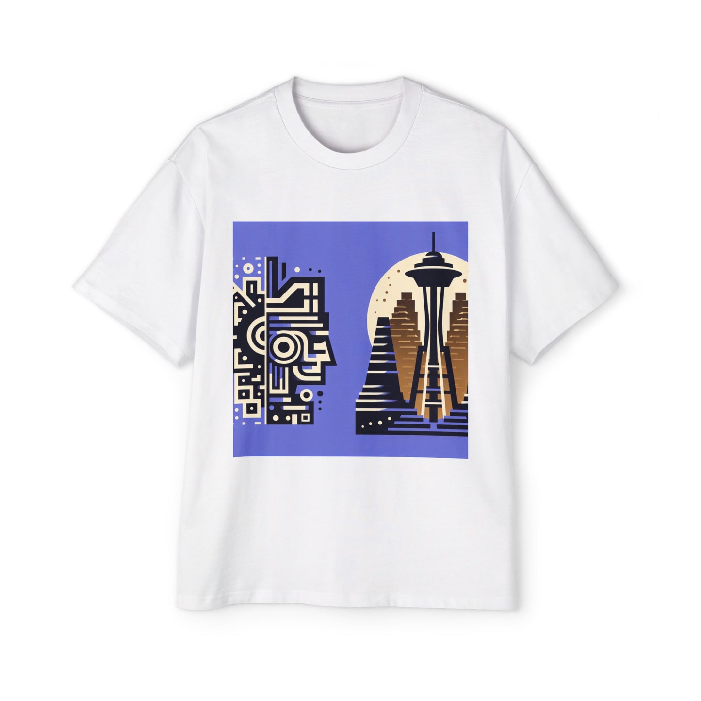 Purple Seattle Aztec Men's Heavy Oversized Tee