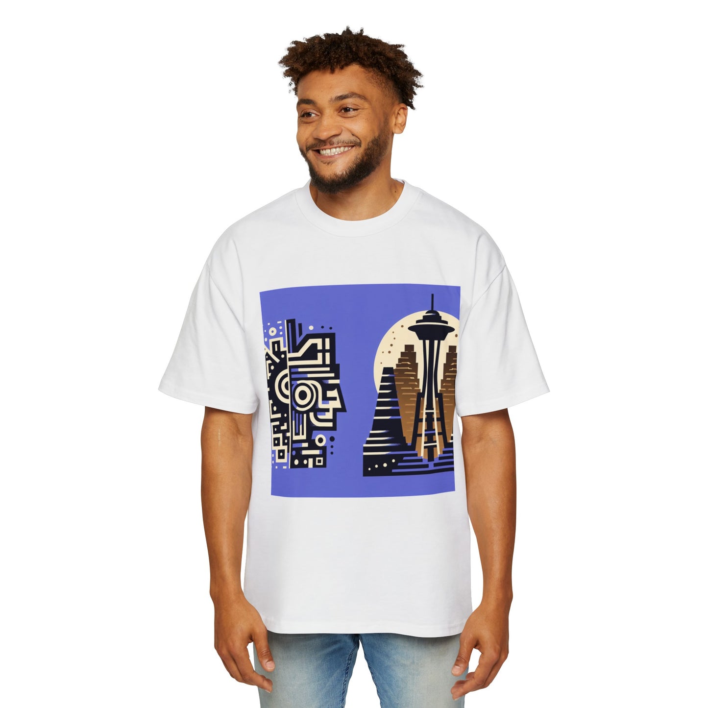 Purple Seattle Aztec Men's Heavy Oversized Tee
